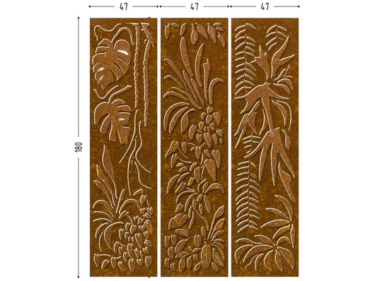 Forest screen paravent CorTen lasercut 3D leaf design