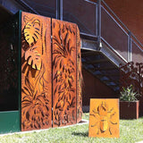 Rusty CorTen lasercut paravent  whit 3D leaves design