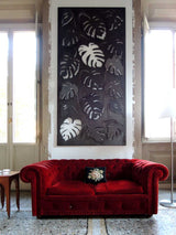 Corten lasercut wall sculpture philodendrum leaves decor