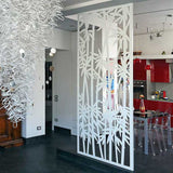 Bamboo screen lasercut white aluminium room divider