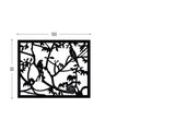 Parrots black screen lasercut aluminium terrace and room divider